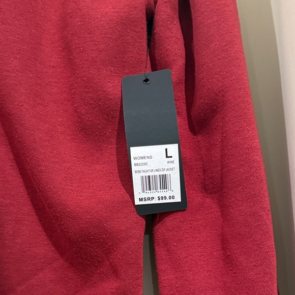 Bebe NWT Maroon Zip-Up Hoodie Size L - Picture 3 of 9